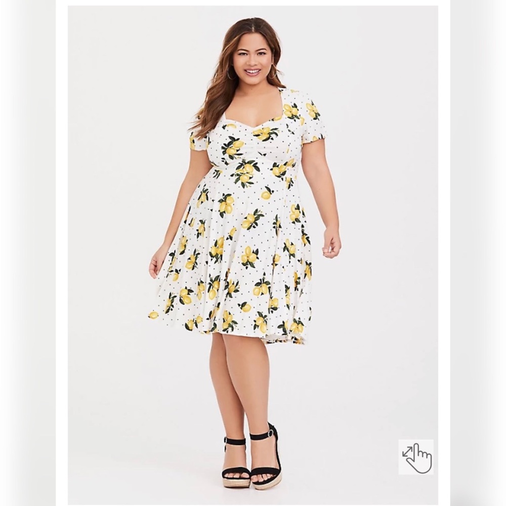 Torrid Lemon And Polka Dot Mini Dress